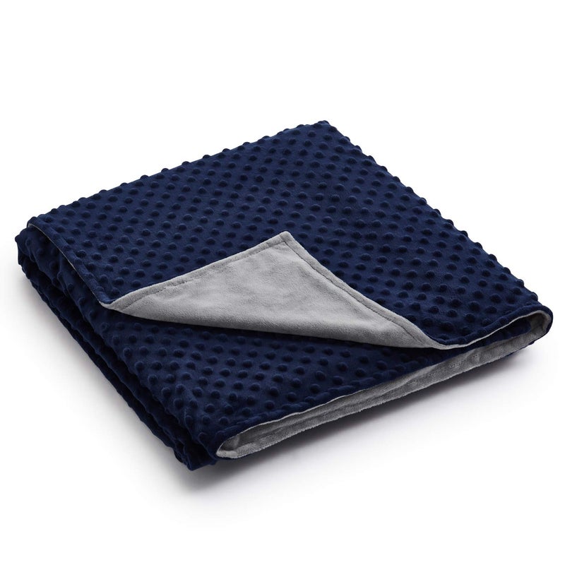 RelaxBlanket 48''x72'' Duvet Cover for Weighted Blanket | Premium Super Soft Minky Dot | Grey/Navy - Image 1